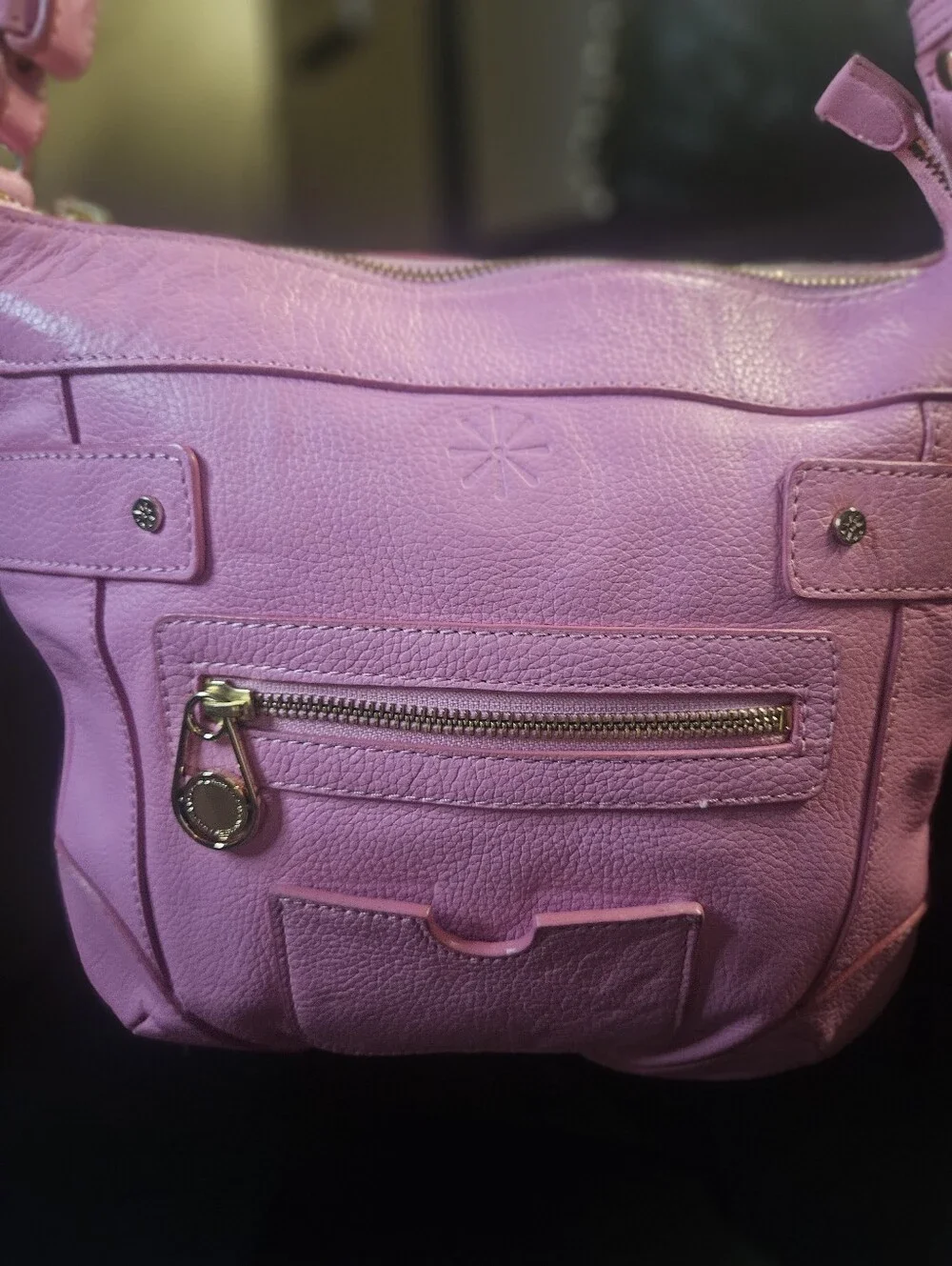 Isaac Mizrahi Live Pink Leather Crossbody Bag - Picture 3 of 10